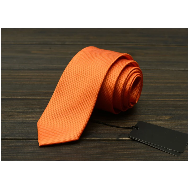 High Quality Orange striped narrow version Men\'s 6CM Tie Fashionable Shirt Accessories Business Banquet Hand knotting Necktie