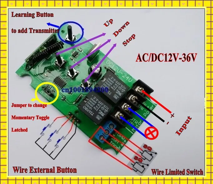 AC/DC12V 24V 36VMotor Controller Motor Forwards Reverse Up Down Stop Manual Controller Limit Switch Terminal Motor drive-by-wire