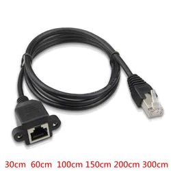 RJ45 Short Cable Male To Female Screw Panel Mount Ethernet LAN Network Extension 15cm Cable Rj45 Female To Male Cable 30cm/60cm