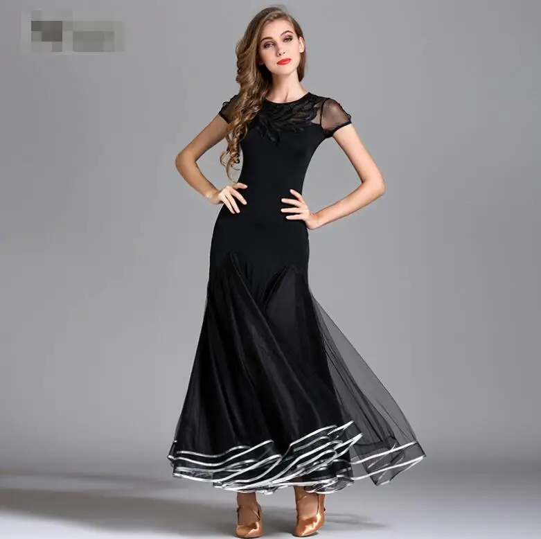 Tiêu chuẩn phòng khiêu vũ trang phục phụ nữ cạnh tranh tiêu chuẩn dress MY792 khiêu vũ rumba dresses tango waltz khiêu vũ trang phục màu đen