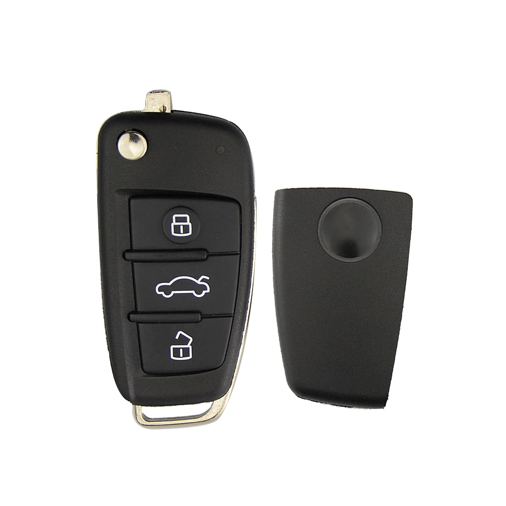 OkeyTech 3 Button Flip Fold Remote Car Key Shell Keyless Entry KD Key Cover Case for Audi A6L Q7 A2 A3 A4 A6 A6L A8 TT No Blade