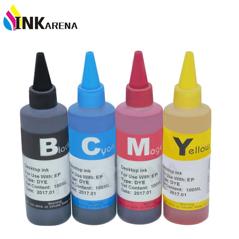 

100ml Bottle Dye Ink Refill Kit For Epson WorkForce WF2520 WF2530 WF2540 WF2010W WF2510 WF2630 WF-2650 WF-2660 Printer Ink