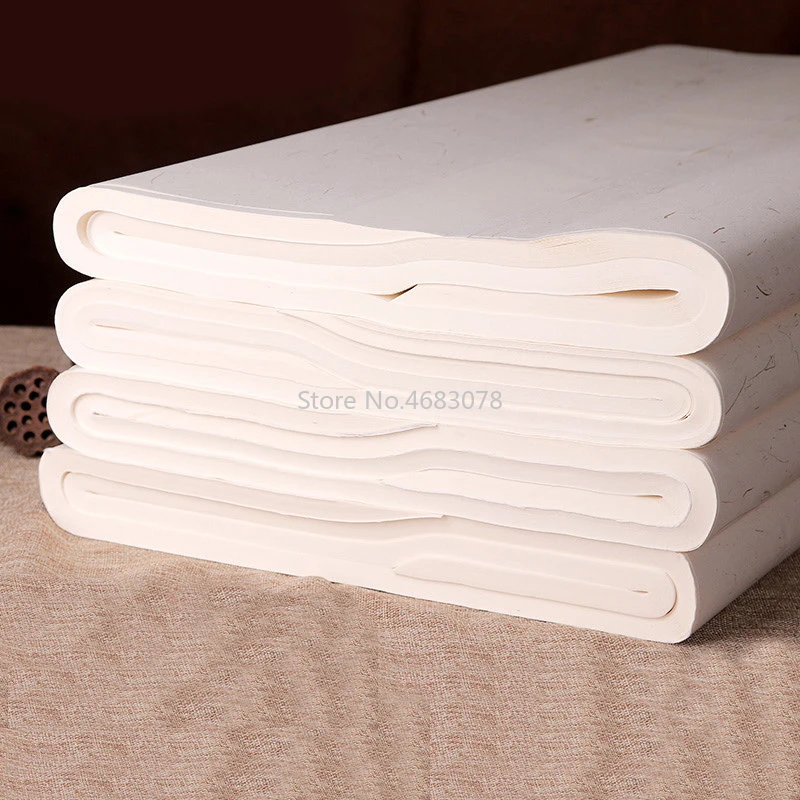 100pcs Xuan Paper Chinese Semi-Raw Rice Paper For Chinese Painting Calligraphy Or Paper Handicraft Supplies 34x69cm