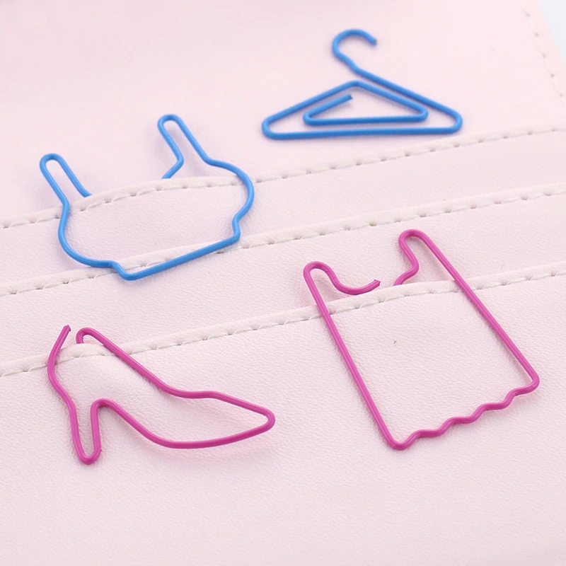 TUTU Modellering Paperclips Hoge hakken hangers kleren Drop Shape blauw rood Gekleurde Bookmark Memo Clip H0111