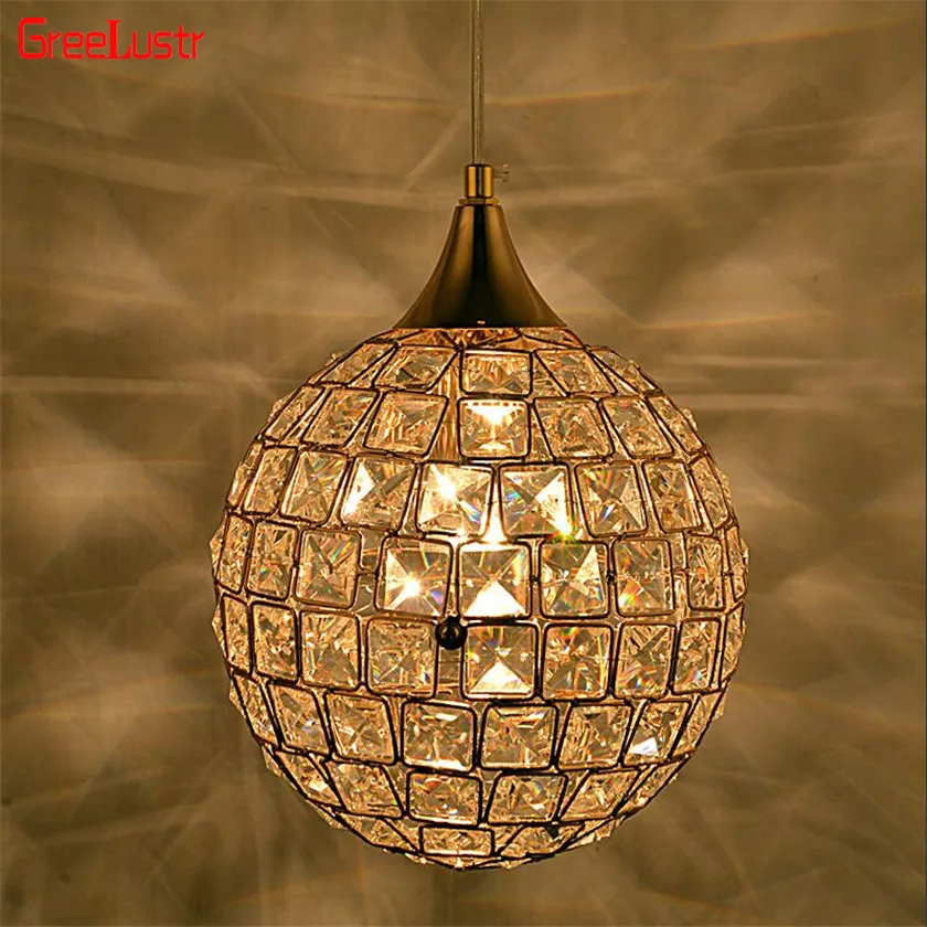 Nordic Round Crystal Ball Led Pendant Lights Hanglamp Lustres Light Fixtures for Living Room Bedroom Loft Industrial  Luminaires