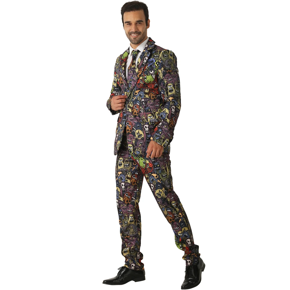 Eraspooky-traje divertido de monstruo de dibujos animados para hombre, traje de Halloween, ropa de Club para adultos, blazer de fiesta de carnaval, chaqueta, traje de corbata