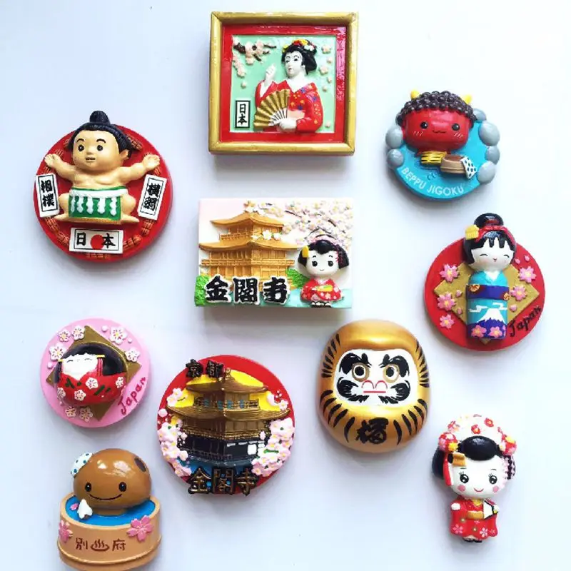 Kioto Golden Pavilion Sumo Hot Springs 3D magnes na lodówkę z żywicy pamiątka z podróży lodówka magnetyczne naklejki Home Decoration