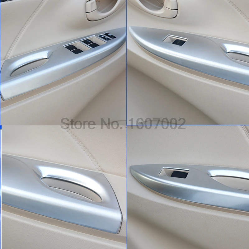 For Toyota Vios Yaris Sedan 2013 2014 LHD Chrome Car Interior Door Armrest Cover Window Lifter Button Trim Decorative Accessorie