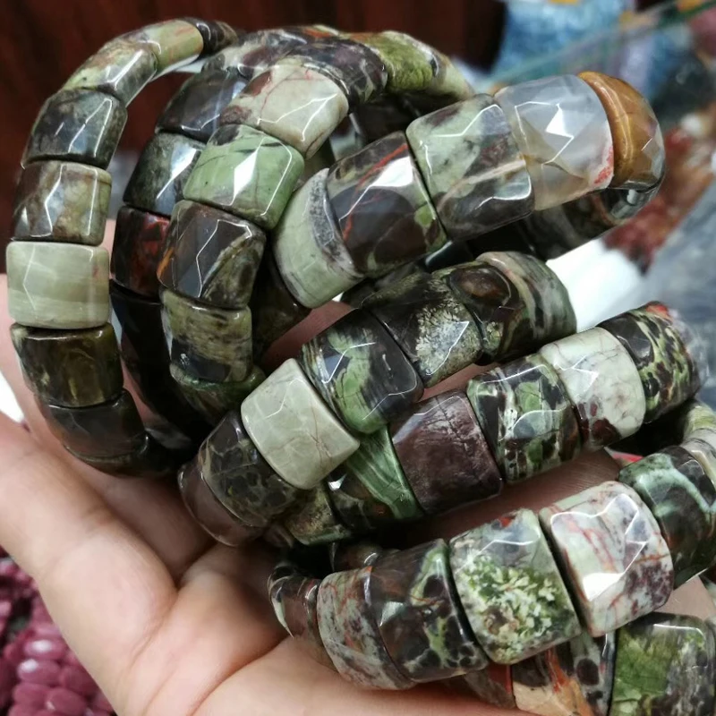 Natural Rainforest Agate Beads Bracelet Natural Gemstone Jewelry Bangle For Woman For Man Wholesale