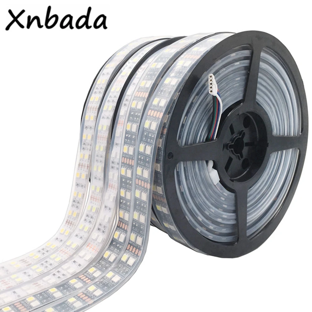 Double Row RGB LED Strip Waterproof 5050 120LEDs/m 5M DC12V 24V RGB RGBW RGBWW White Warm White LED Light Flexible Neon Tape