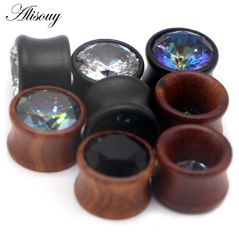 Alisouy 2PCS Ear Plugs Wood Flesh Tunnels Saddle Ear Gauges 8mm-30mm Solid Hollow Body Piercing Jewelry For Men Women Expanders - view 5