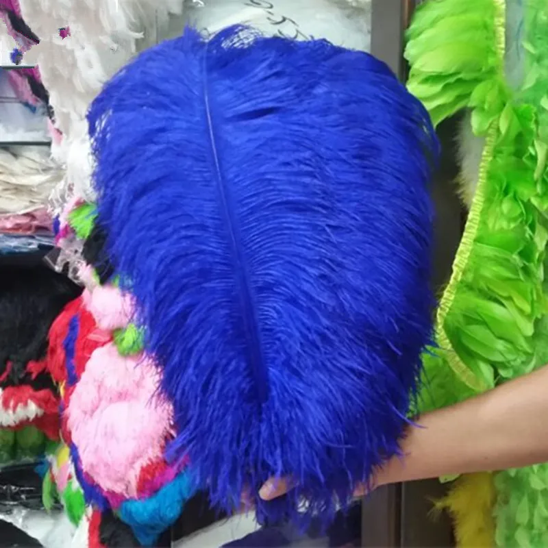 

10PCS Thick pole ostrich feather royal blue ostrich plumage 55-60cm / 22-24 inches plume artware performing decorations