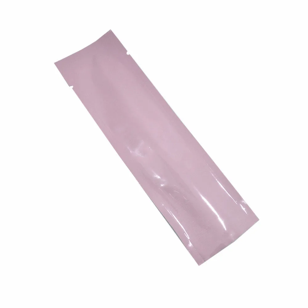 

100Pcs 5.5x18cm Long Pink Pure Aluminnum Foil Open Top Packaging Bag Mylar Heat Seal Coffee Powder Candy Storage Packing Pouches
