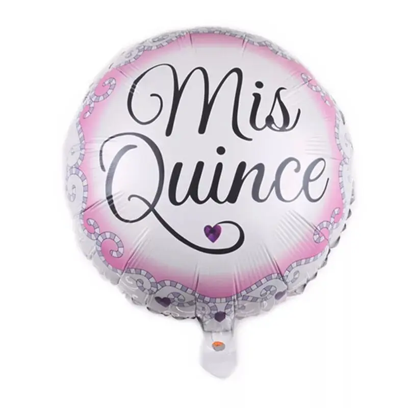 10pcs/lot Mis Quince 18Inch Round star Aluminum Foil Balloons Helium Spanish My Fifteen Pink Girl 15th Birthday Party Decoration