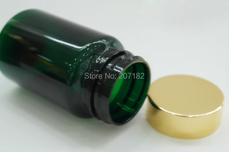 (100PCS/Lot) 100M/100CC Translucent Color Metal Gold Cap PET Bottle, Packing Bottle, Capsule Bottle, Plastic Bottle