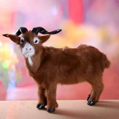 big simulation sheep model  plastic&furs brown goat doll gift about 40x30cm c1688