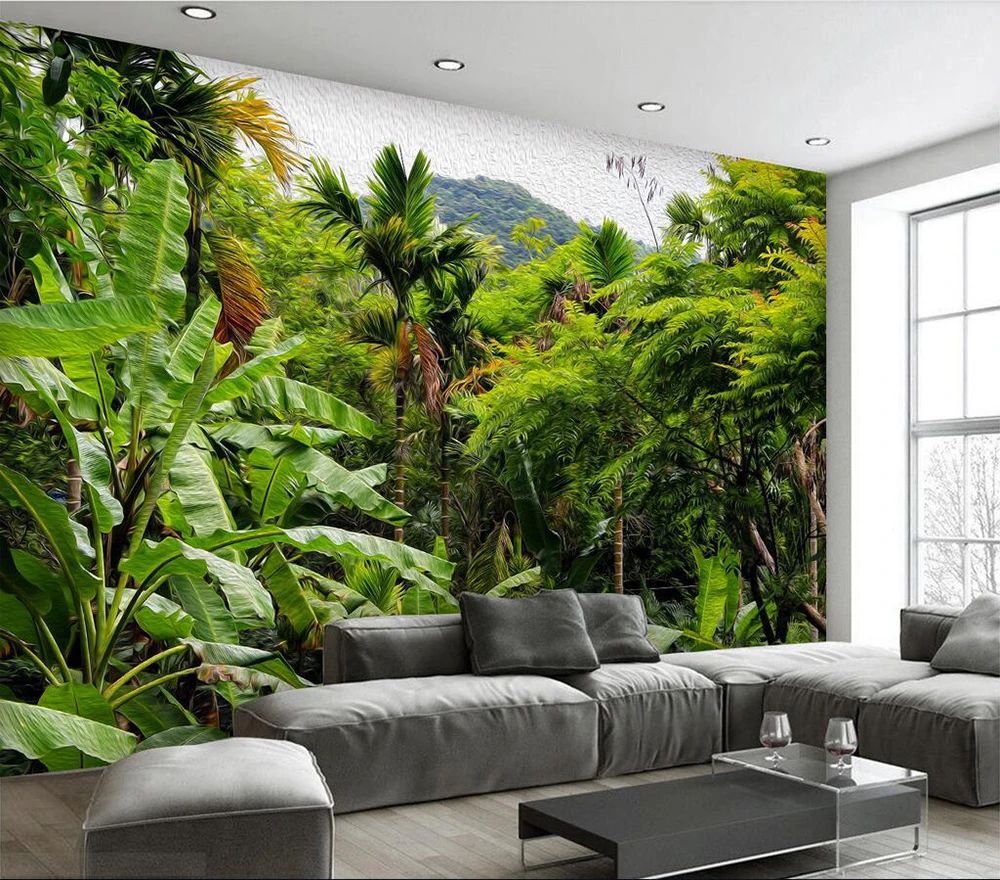 

Decorative wallpaper Tropical rain forest background wall painting