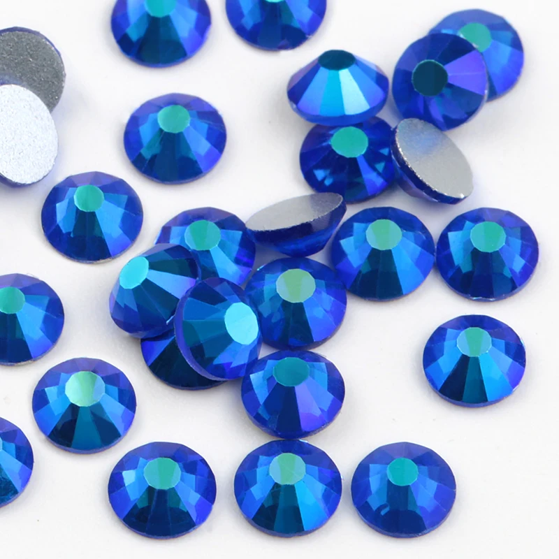 SS4-SS30 Sapphire AB Nail Rhinestones  Flat Back Non Hotfix Glitter Nail Stones,DIY 3d Nail Phones Decorations Supplies