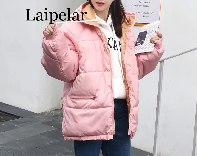 Laipelar-2019 진짜 새로운 전체 지퍼 솔리드 패션 코튼 패딩 재킷, 더 큰 야드 후드 따뜻한 겨울 여성 재킷