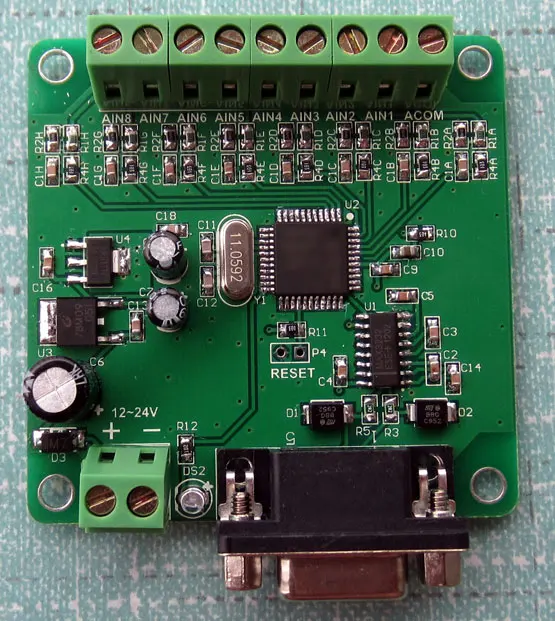 Serial port RS232 Collector Card 8 4-20mA ma current or voltage analog input MODBUS