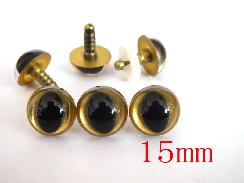 Ojos de gato de seguridad con arandela suave, juguete de oro de 15mm, 100 piezas, accesorios para muñecas diy