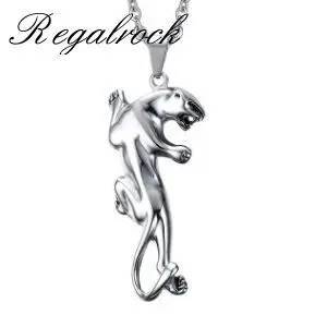 Classic Mens Panther Leopard Pendant Necklace Stainless Steel Link Chain Necklace Statement Jewelry