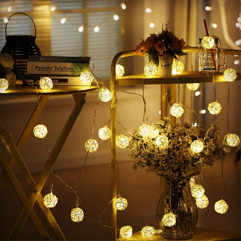 LED String lights 5M 20Balls Takraw Light Fairy Light Christmas Wedding Party Decoration Powered by Battery USB Led Strip Lamp