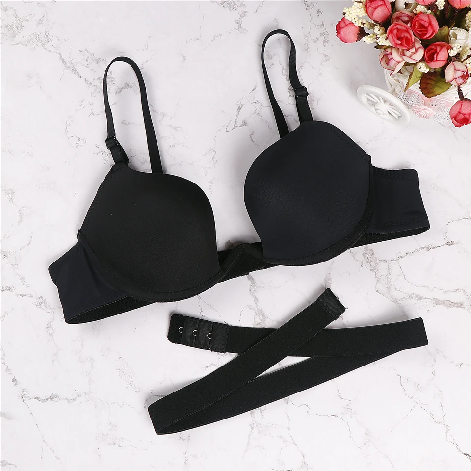 New Red Black Sexy Solid Color Deep U Low Cut Push Up Women Lingerie U Bra Backless Underwear Plunge Sexy Bras Intimates Female