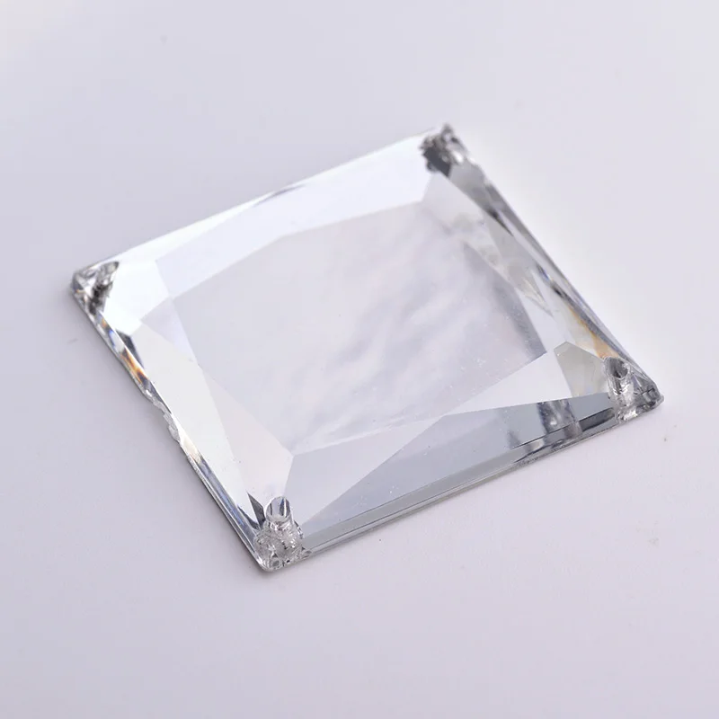 JUNAO 20Pcs 35mm Large Size Clear Crystal Sewing Square Mirror Rhinestones Applique Flat Back Acrylic Stones For DIY Crafts