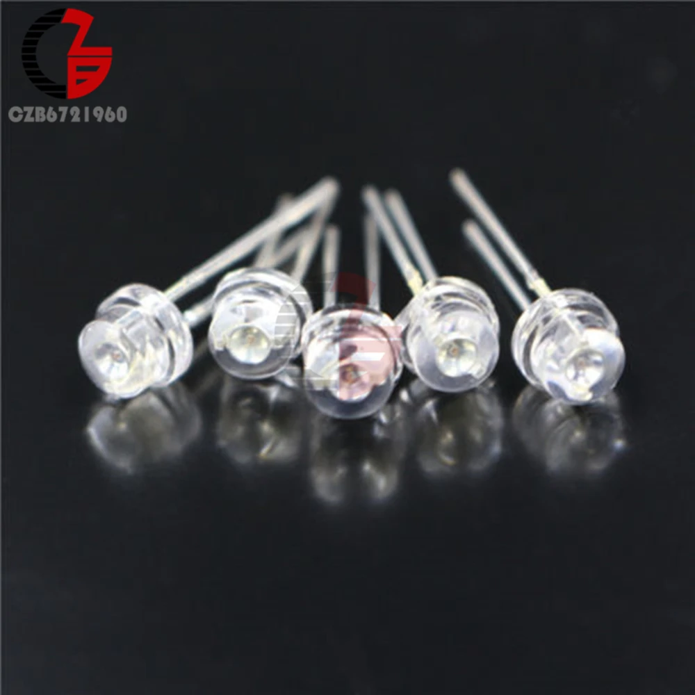 100Pcs 5mm Diode Straw Hat White Red Green Blue Yellow Purple Smd Smt Led Clear Super Bright Wide Angle Bulb 20000mcd Lamp