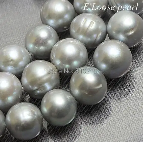 

Pearl Jewelry Loose Beads Round Potato Shape Freshwater Pearl Gray Loose Bead 11.5-14mm 15'' Bridal Design Wedding Full Strand