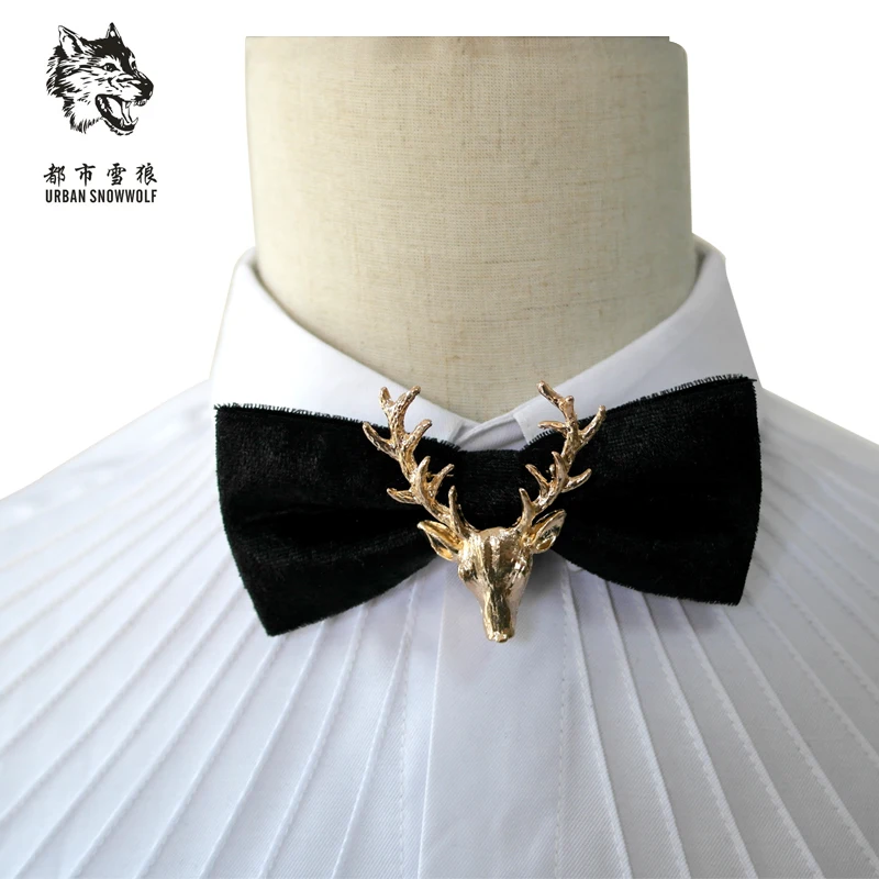 

New Free Shipping fashion casual Men's male Luxurious velvet deer head collar bow tie married Headdress Korean wedding groom