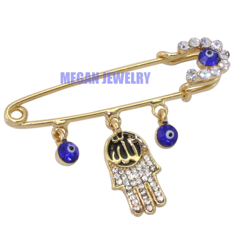 islam muslim Scarf Hijab evil eye crystal Pin brooch  , Allah hamsa hand of fatima brooch