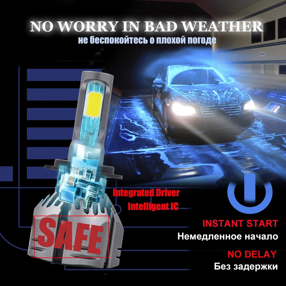 YHKOMS Car Light Bulbs LED H4 H7 H11 LED H1 H3 H8 H9 9005 9006 880 881 H27 3000K 4300K 6500K 8000K Car Headlight Fog Bulb 12V