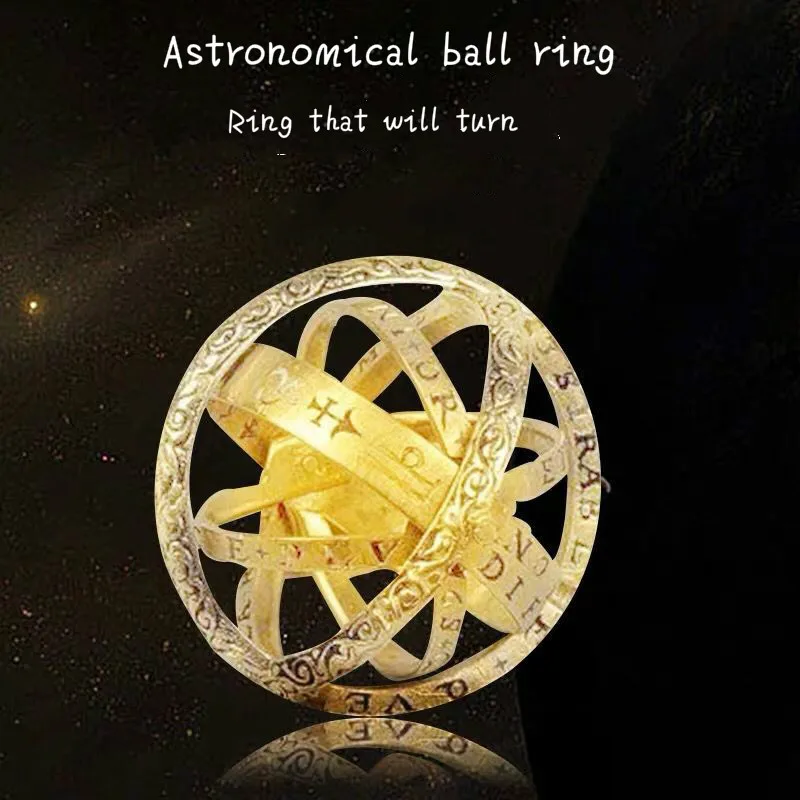 3Umeter Astronomische Bal Ring Complex Roterende Clamshell Astronomische Ring Universe Student Constellation Ring Sieraden