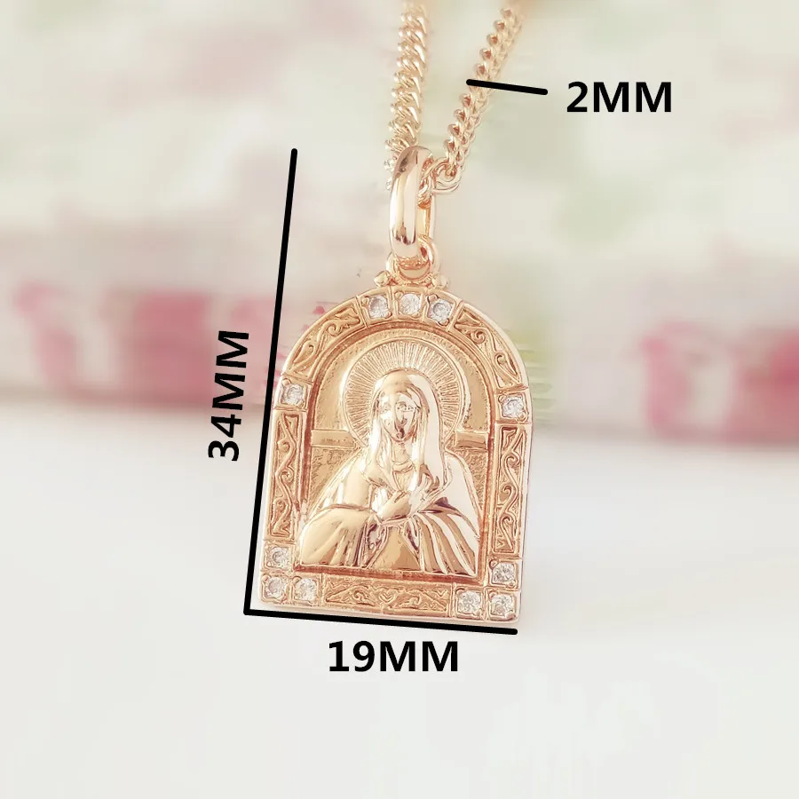 Christian New Fashion Religion Pendant Trendy 585 Gold Color Blessed Virgin Mary Pendant Necklace Women Gift