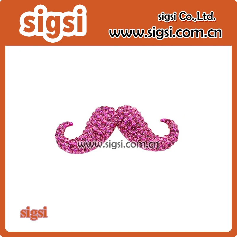 Pink Rhinestone brooch mustache brooch pin for dress decoration