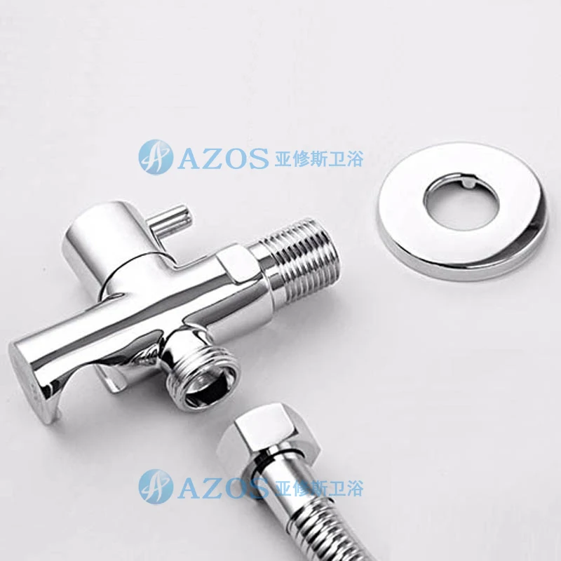 Azos Bidet Faucet Pressurized Shower Nozzle Brass Chrome Cold Water Single Function Mop Pond Bathing Laundry Pool Round PJPQ009B