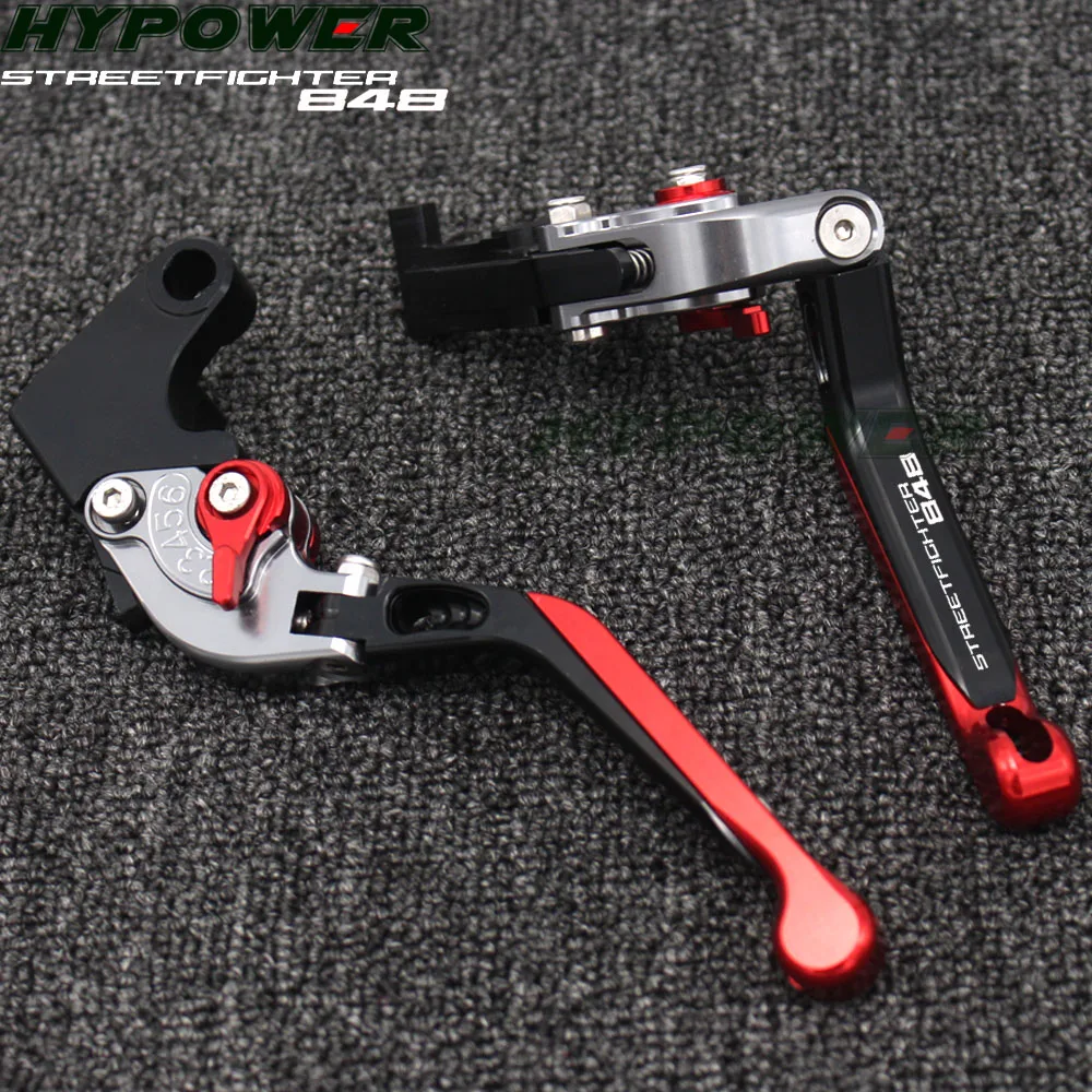 For Ducati STREETFIGHTER 848 2012 2013 2014 2015 Red&Titanium Folding Extendable CNC Motorcycle Brake Clutch Levers