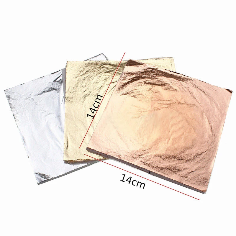 14x14cm 100pcs Gold Foil Decor Golden Copper Leaf Cover Leaves Sheets Gilding DIY Art craft paper Material Accessories