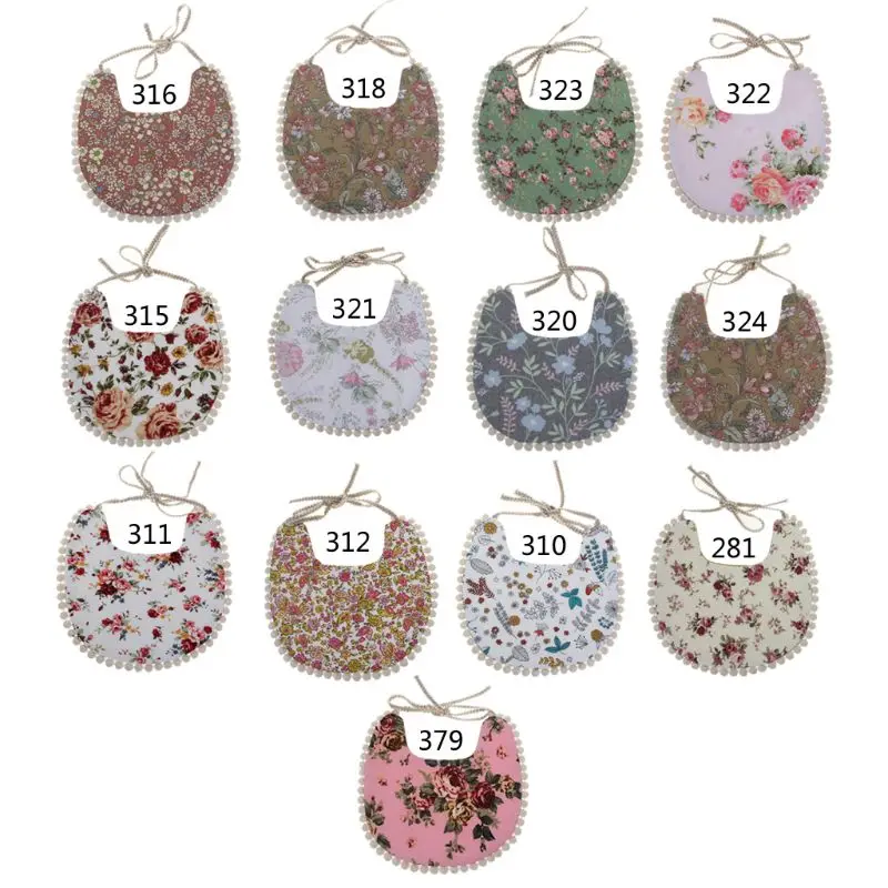 Baby Tassel Saliva Towel Floral Vintage Newborn Photography Double Side Bibs Boys Girls Props Bandana Countryside Costume Burp