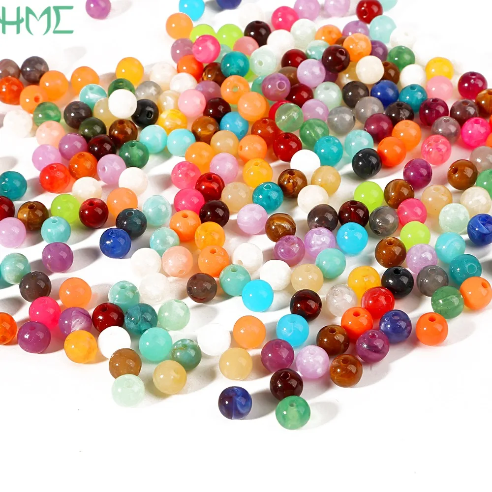 6/8/10mm Cheap Hot Acrylic Round Spacer Loose Beads for Handmade DIY Necklace Bracelet Jewelry Making Effect Charm Wholesale