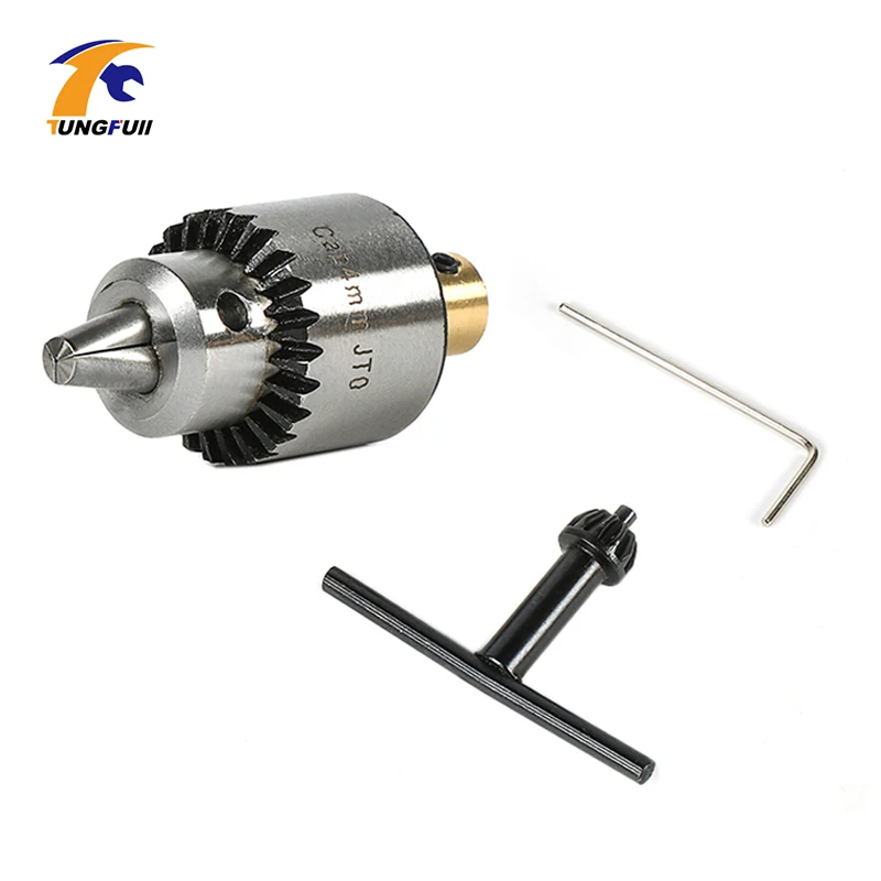 Imagem -02 - Tungfull Motor Drill Chucks 0.34 mm Jto Taper com Chuck Key 3.17 mm Latão mm Aço Mini Motor Elétrico Broca Mandris de Fixação