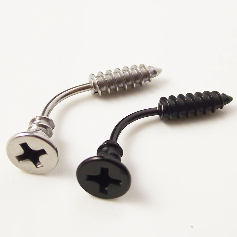 SaYao 1Piece 14G 1.6mm Bar Stainless Steel Punk Screws Belly Ring Screw Belly Button Rings Navel Body Piercing jewelry