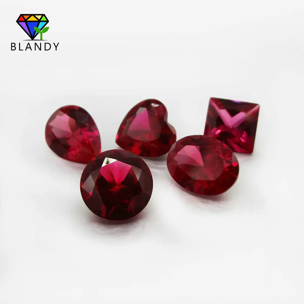 3.0~12mm AAAAA Quality Loose #5 Red Stones Round Brilliant Cut Corundum Stone Synthetic Gems For Jewelry