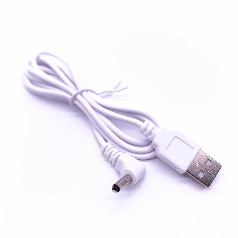 Biały/czarny 90 kąt USB do komputera męski na 5V DC 3.5mm X 1.35mm beczka złącze zasilania Adapter kablowy 1m 3 stopnie