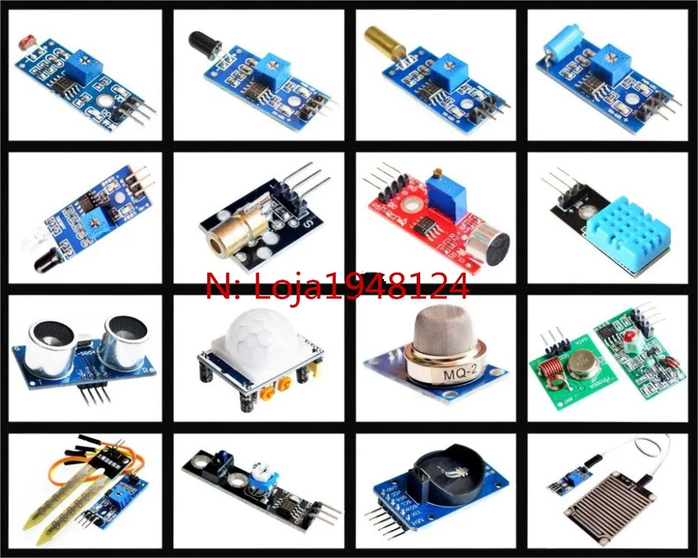 16pcs/lot Raspberry pi 2 the sensor module package 16 kinds of sensor Free shipping