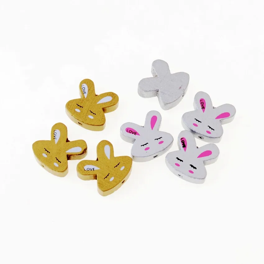 Free Shipping 20pcs Wooden Beads Lovely Rabbit Styles Spacer Beading Wood Beads Toys For Baby DIY Crafts Kids Toys 20x19mm