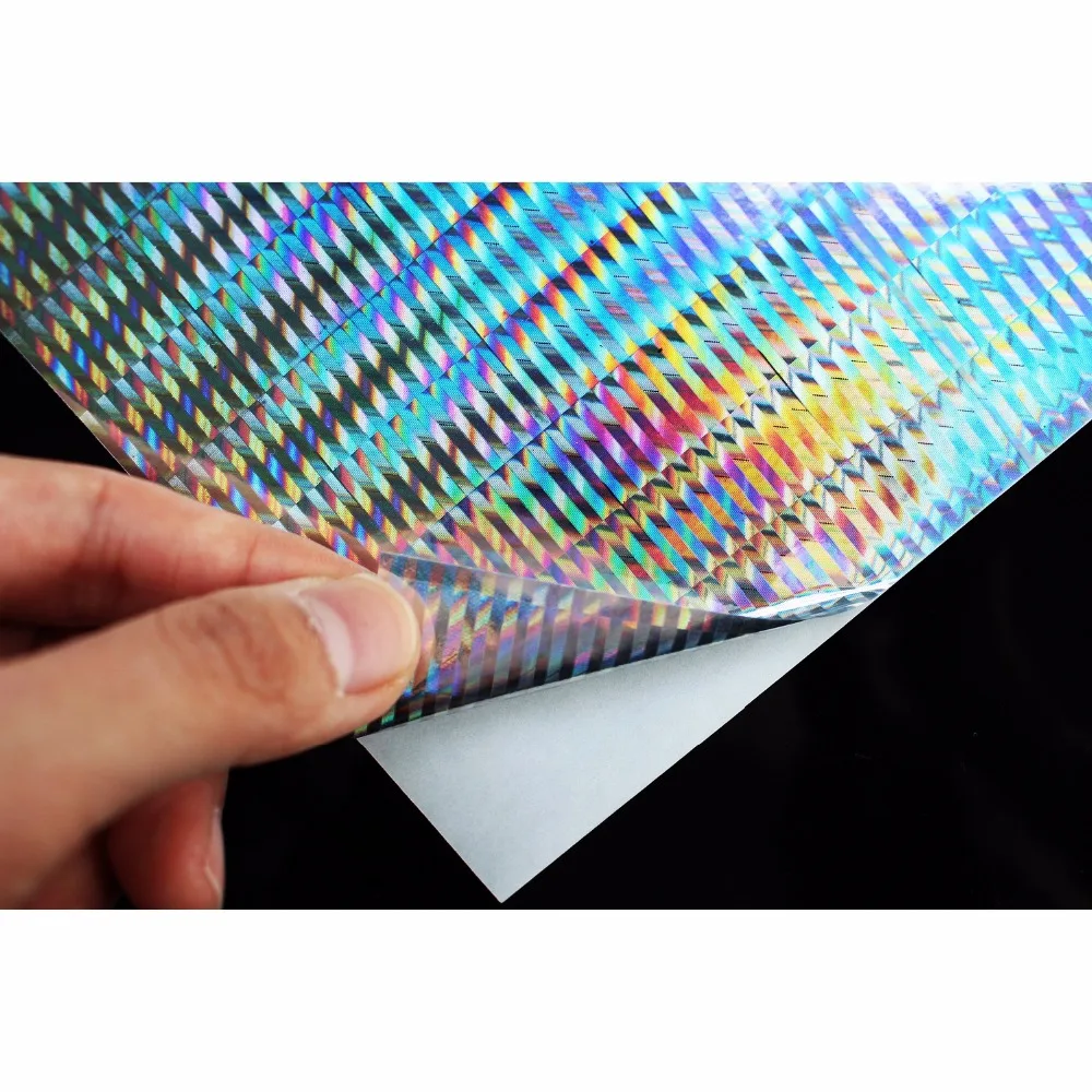 

Tigofly 6 pcs 10X21cm Holographic Adhesive Film Flash Vertical Pattern Artificial Fish Skin Jig Sticker Hard Baits Lures sticker