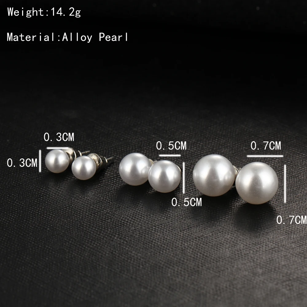 12 Pairs/ Set  Round Simulated Pearl Stud Earring Set Classic Wedding Bridal Party Fashion Jewelry For Women Brincos Bijoux Gift